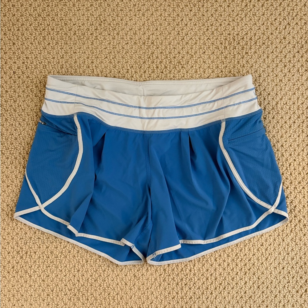 Lululemon Blue Women's Athletic Shorts with White Trim